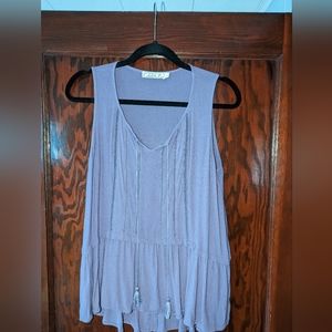 Chloe K Peplum Sleeveless Top Purple Lg